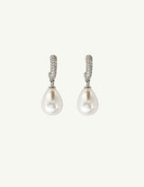 BRAUT OHRRINGE - PAVE HOOP PEARL