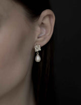 BRAUT OHRRINGE - BAGUETTE DECO PEARL