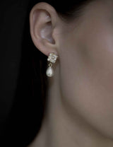 BRAUT OHRRINGE - BAGUETTE DECO PEARL