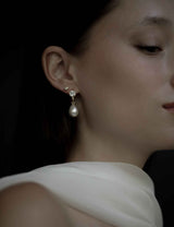 BRAUT OHRRINGE - BEZEL X PEARL HOOPS