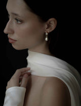 BRAUT OHRRINGE - BEZEL X PEARL HOOPS