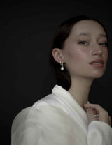 BRAUT OHRRINGE - PAVE HOOP PEARL