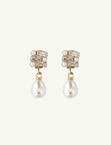 BRAUT OHRRINGE - BAGUETTE DECO PEARL