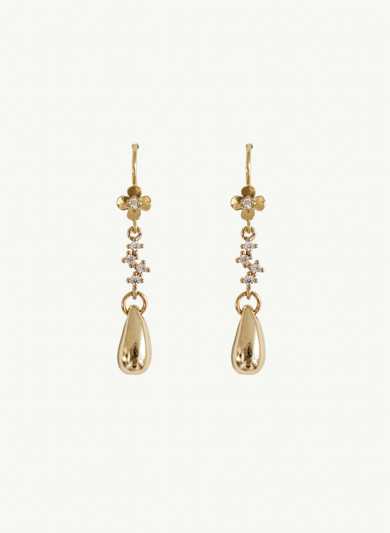 BRAUT OHRRINGE - FLORAL GILDED PAVE