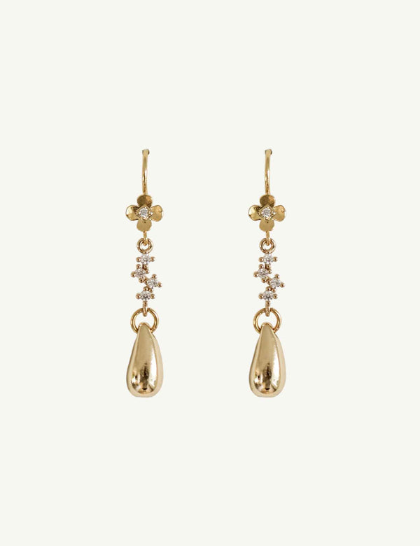 BRAUT OHRRINGE - FLORAL GILDED PAVE