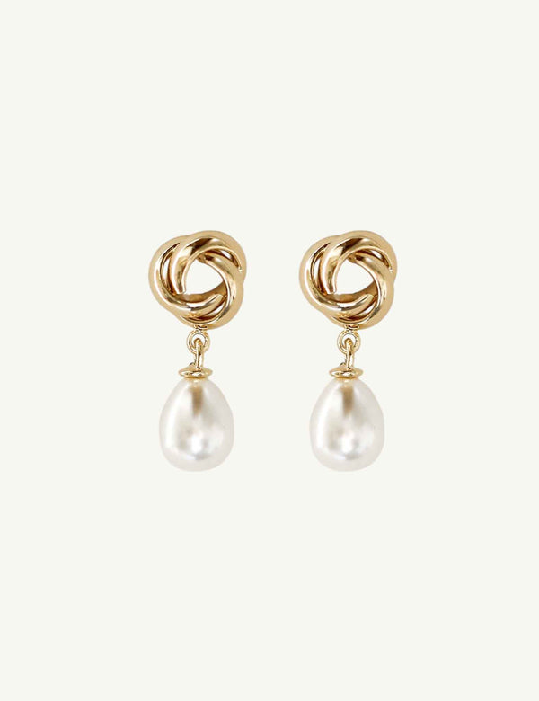 BRAUT OHRRINGE - KNOT MINI PEARL