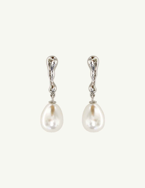 BRAUT OHRRINGE - SCULPTURAL LINE PEARL